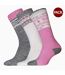 Pack of 3 Womens/ladies arron wellington socks  white/grey/pink Generic