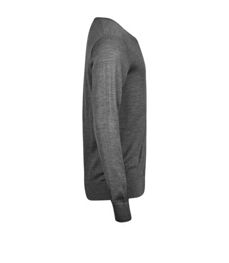 Tee Jays Mens Knitted V Neck Sweater (Grey Melange)