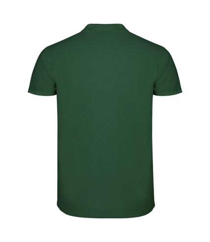 Mens star short-sleeved polo shirt bottle green Roly