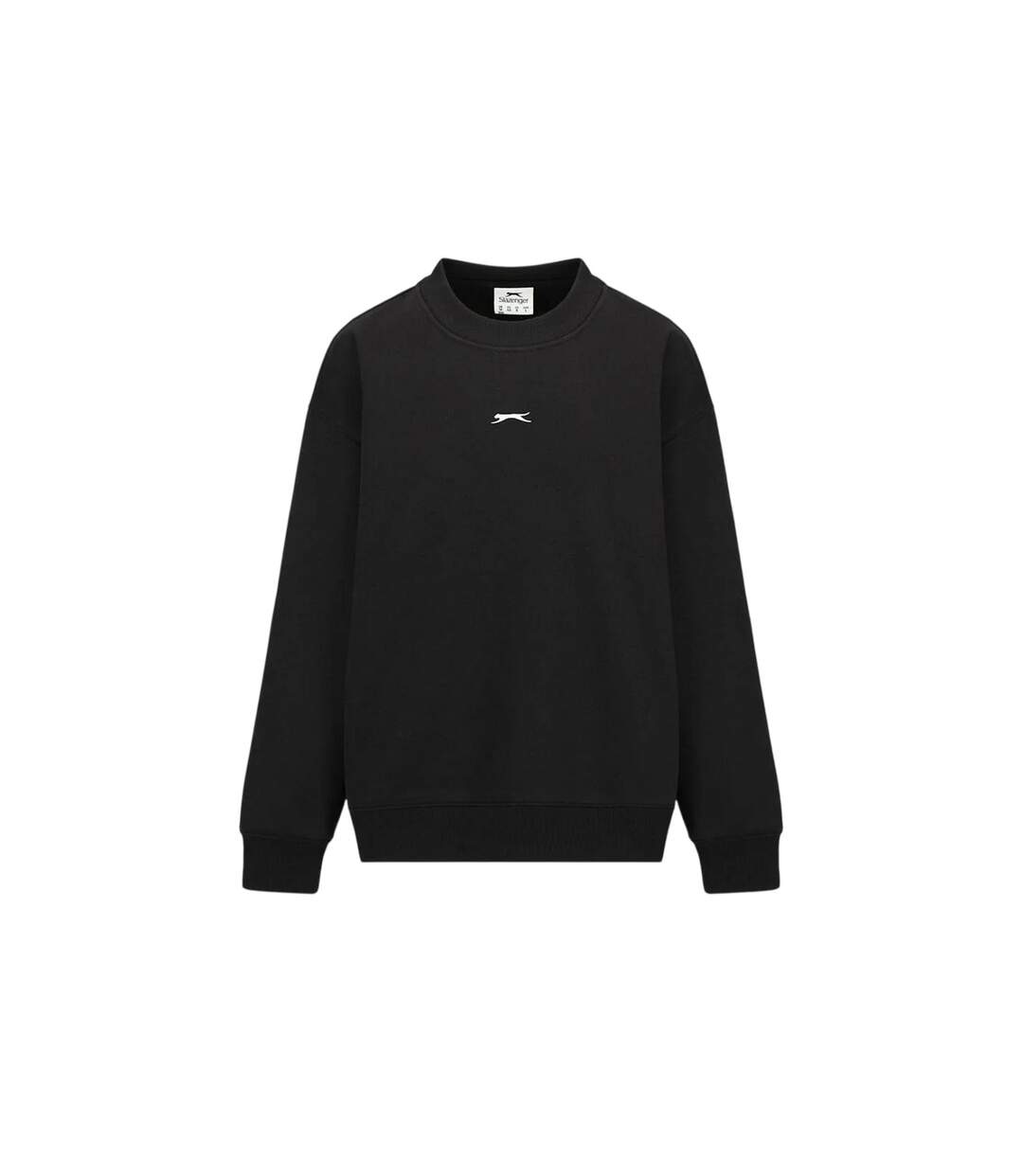 Womens/ladies Plain Polycotton Crew Neck Jumper Black Slazenger-1