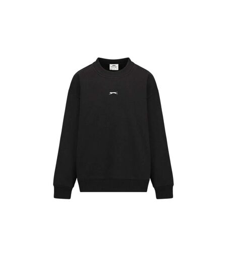 Womens/ladies Plain Polycotton Crew Neck Jumper Black Slazenger