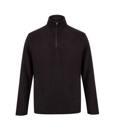 Henbury Unisex Adults Quarter Zip Microfleece Jacket (Black)