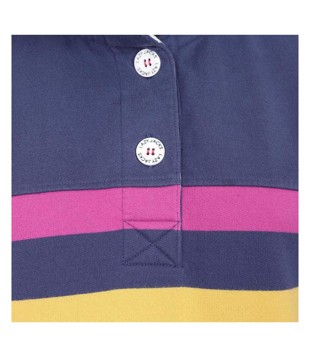 Womens/ladies Striped Button Neck Sweatshirt Multicoloured Lazy Jacks-3