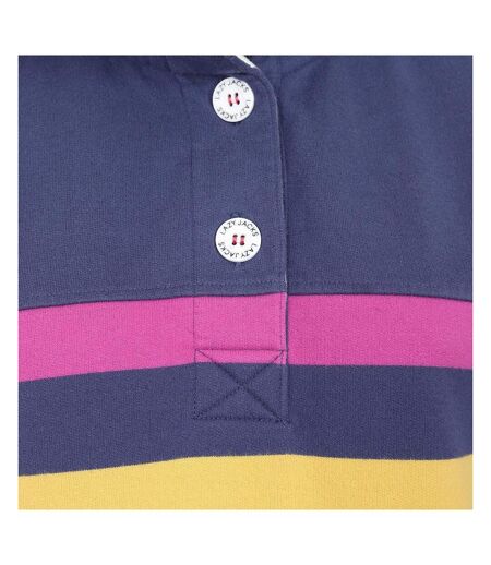 Womens/ladies Striped Button Neck Sweatshirt Multicoloured Lazy Jacks