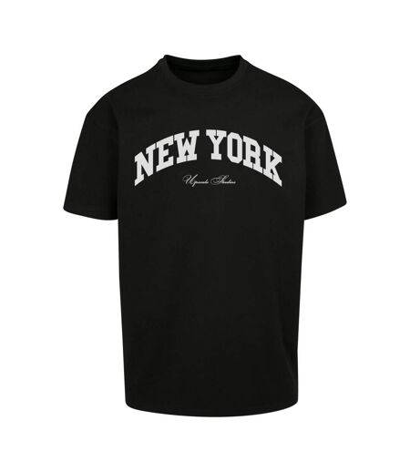 Mens New York College Oversized T-shirt Noir Mister Tee