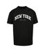 Mens New York College Oversized T-shirt Noir Mister Tee-1