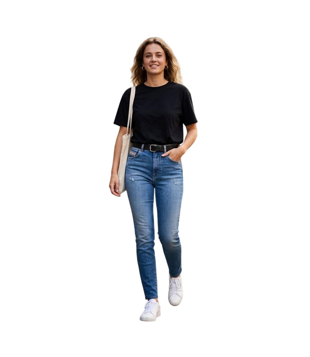 Womens/ladies Slandy Denim High Rise Straight Jeans Blue Denim Diesel-4