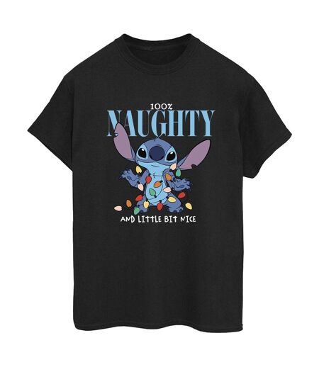 Disney Femmes/Les femmes Lilo & Stitch - T-shirt boyfriend en coton Naughty & Nice (Noir) - UTBI30655