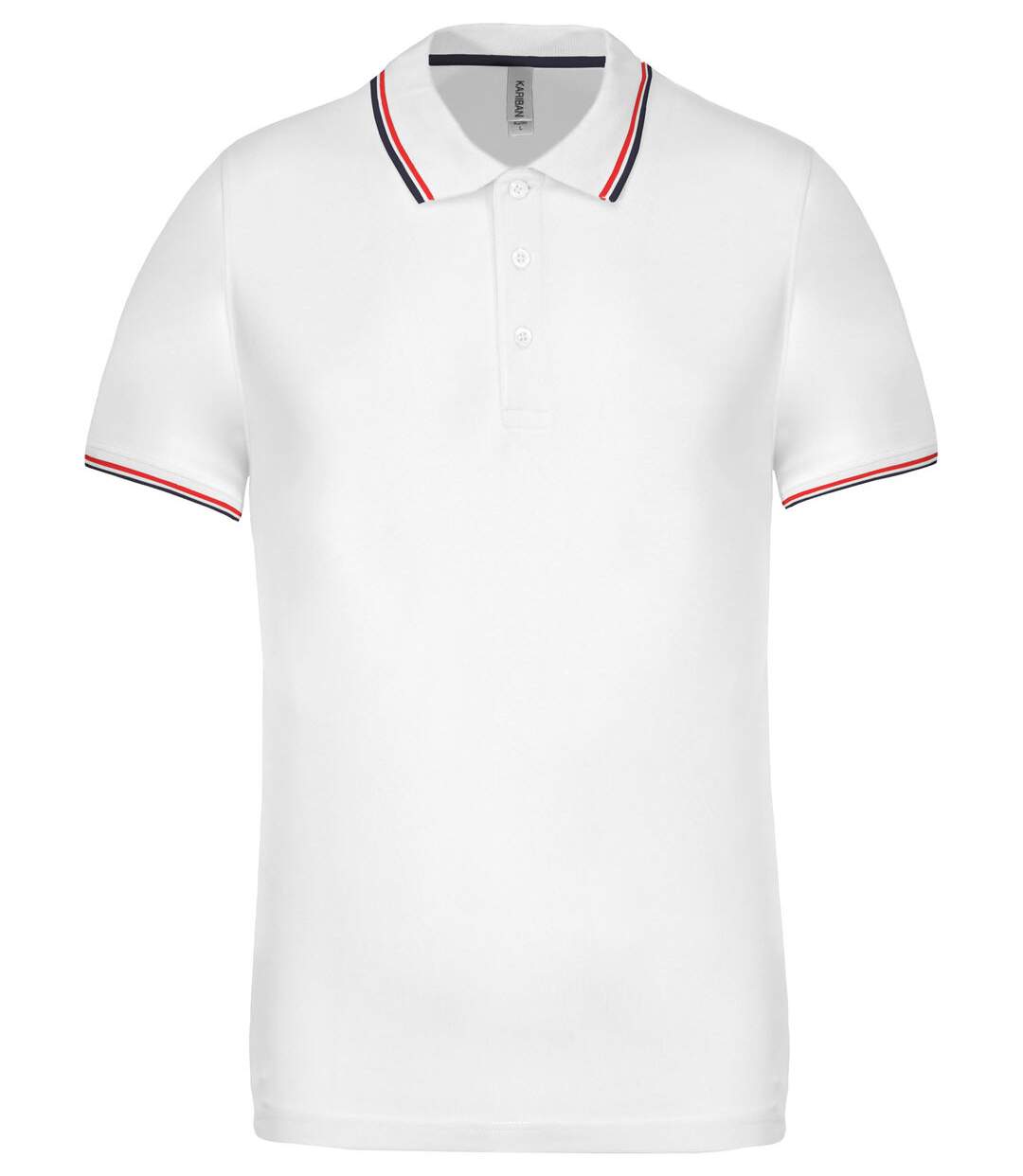 Polo bandes contrastées homme - K250 - blanc navy-red- manches courtes