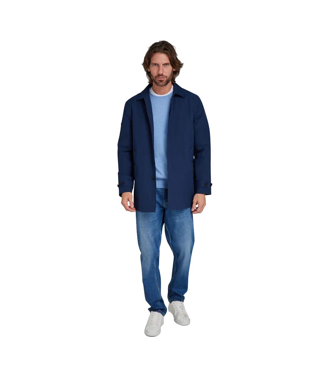 Caban à boutonnage simple homme bleu marine Raging Bull-3