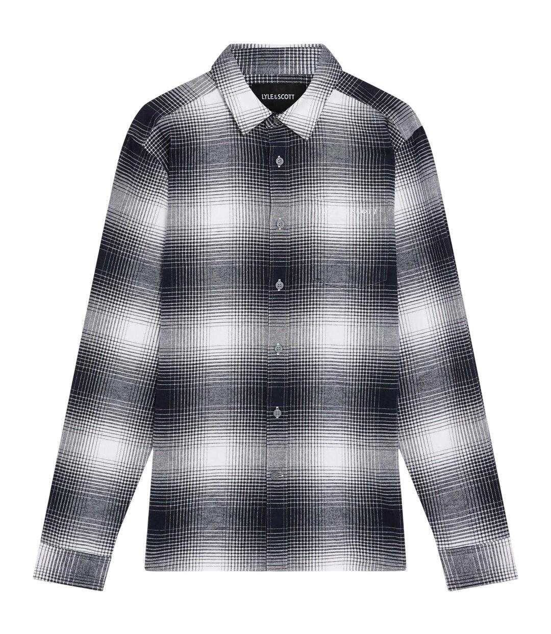 Chemise Manches Longues En Flanelle Motif/style Motif Écossais Homme Bleu Nuit Blanc À Carreaux Lyle & Scott-2