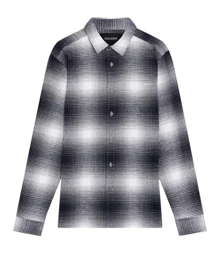 Chemise Manches Longues En Flanelle Motif/style Motif Écossais Homme Bleu Nuit Blanc À Carreaux Lyle & Scott