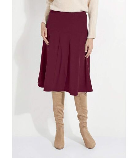 Jupe évasée mi longue unie taille élastiquée