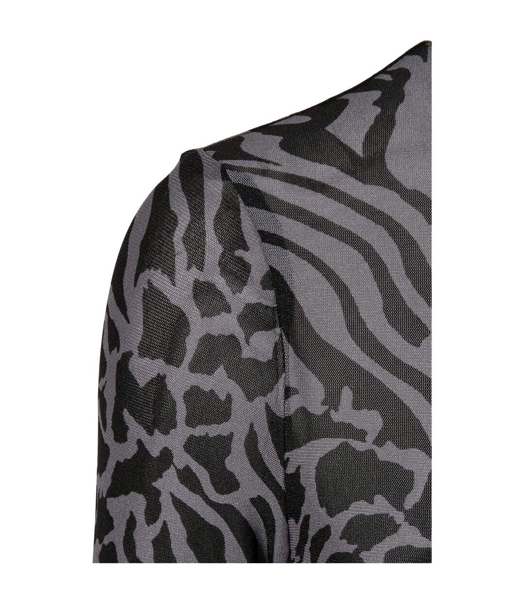 Haut Manches Longues Motif/style Imprimé Intégral Femme Anthracite Noir Urban Classics-3