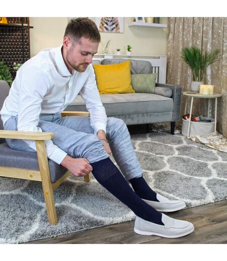 3 Pack Mens Long Knee High Lightweight 100% Cotton Soft Breathable Socks