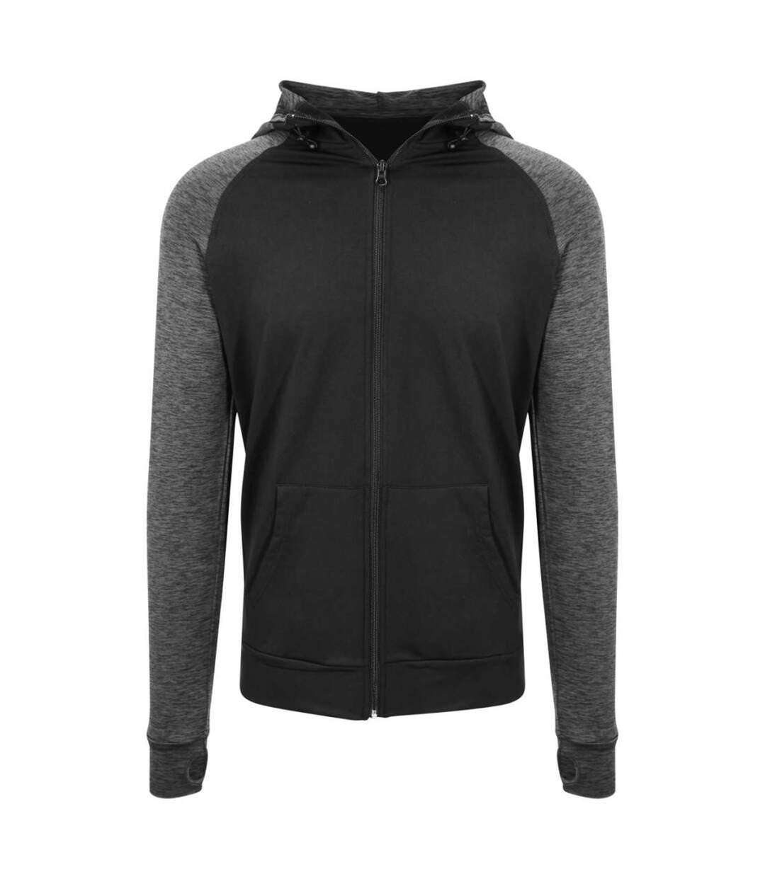 Veste À Capuche Motif/style Contrasté Homme Noir Anthracite Chiné Just Cool-1