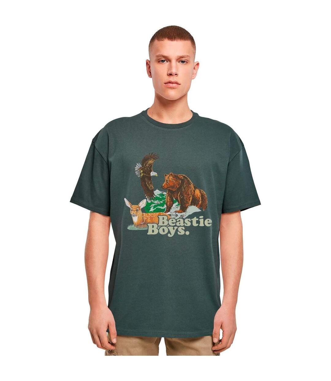 Mens Animal Beastie Boys T-shirt Bottle Green Mister Tee-1