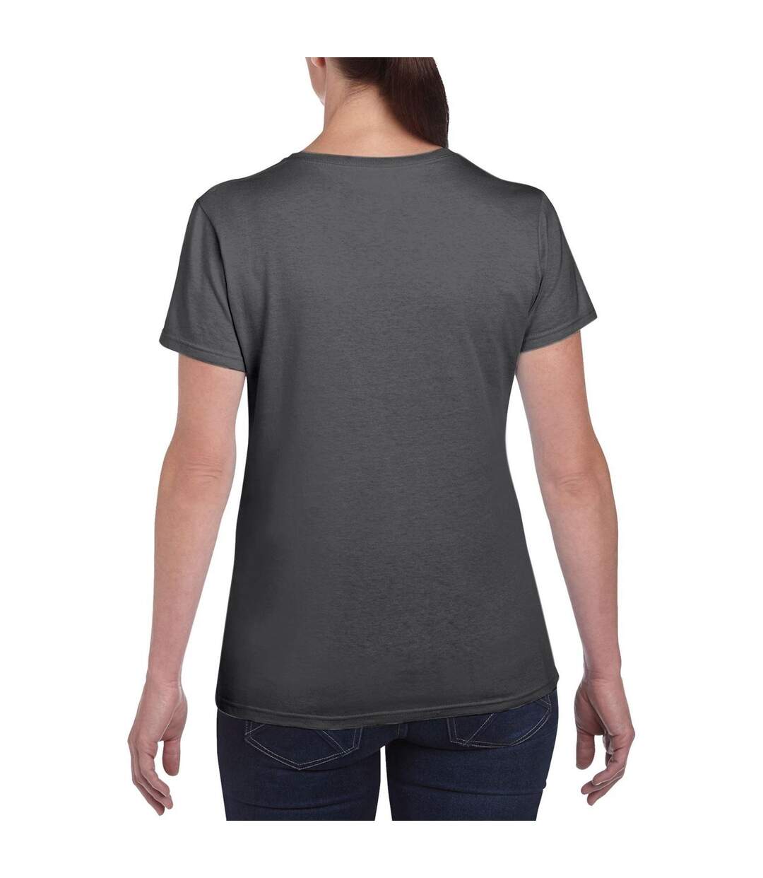 T-shirt À Manches Courtes Coupe Féminine Femme Gris Foncé Gildan-3