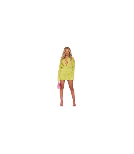 Robe Courte Motif/style Ruché Femme Vert Clair Vif Missy Empire