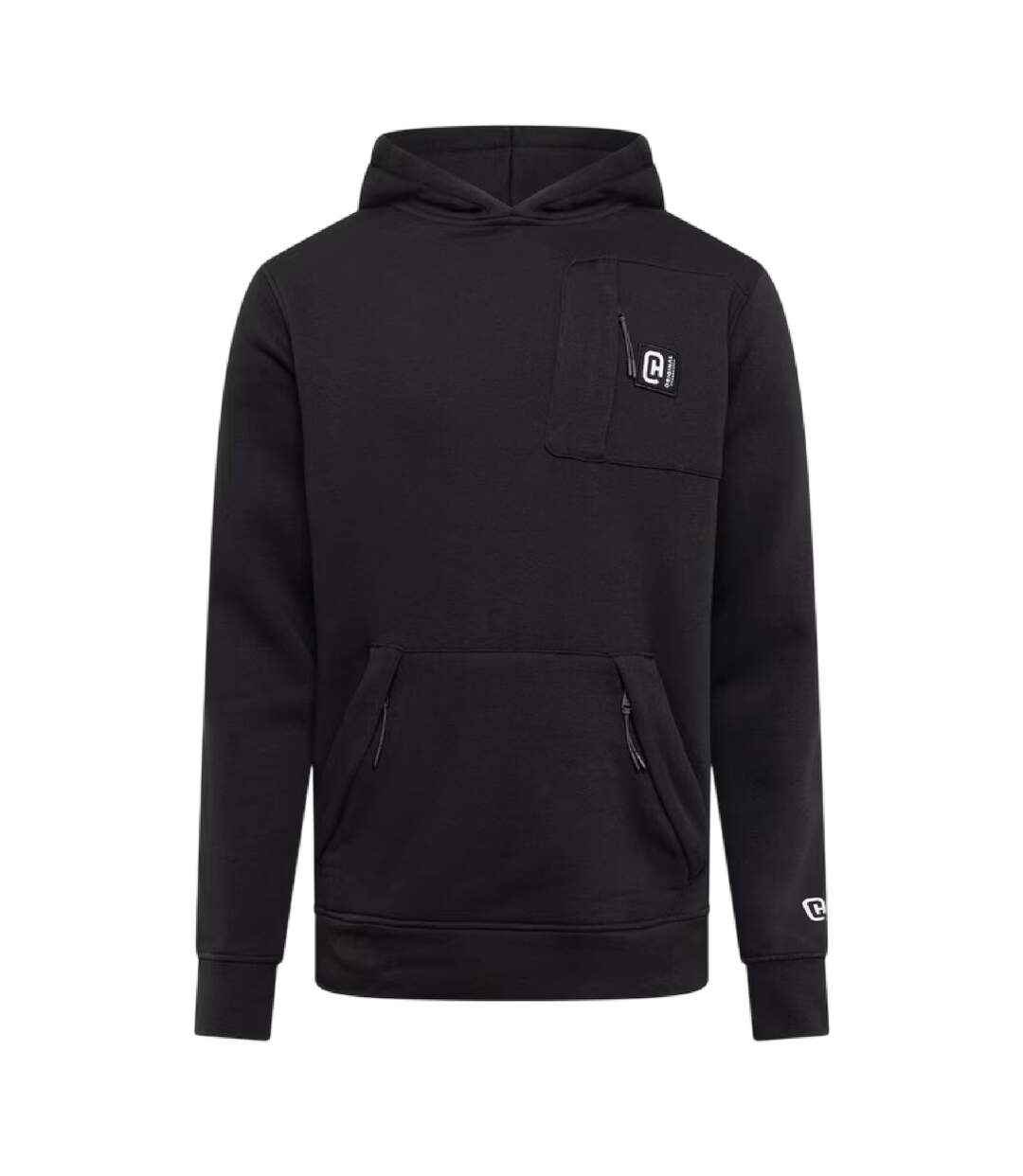 Mens Portville Logo Hoodie Black Crosshatch-1