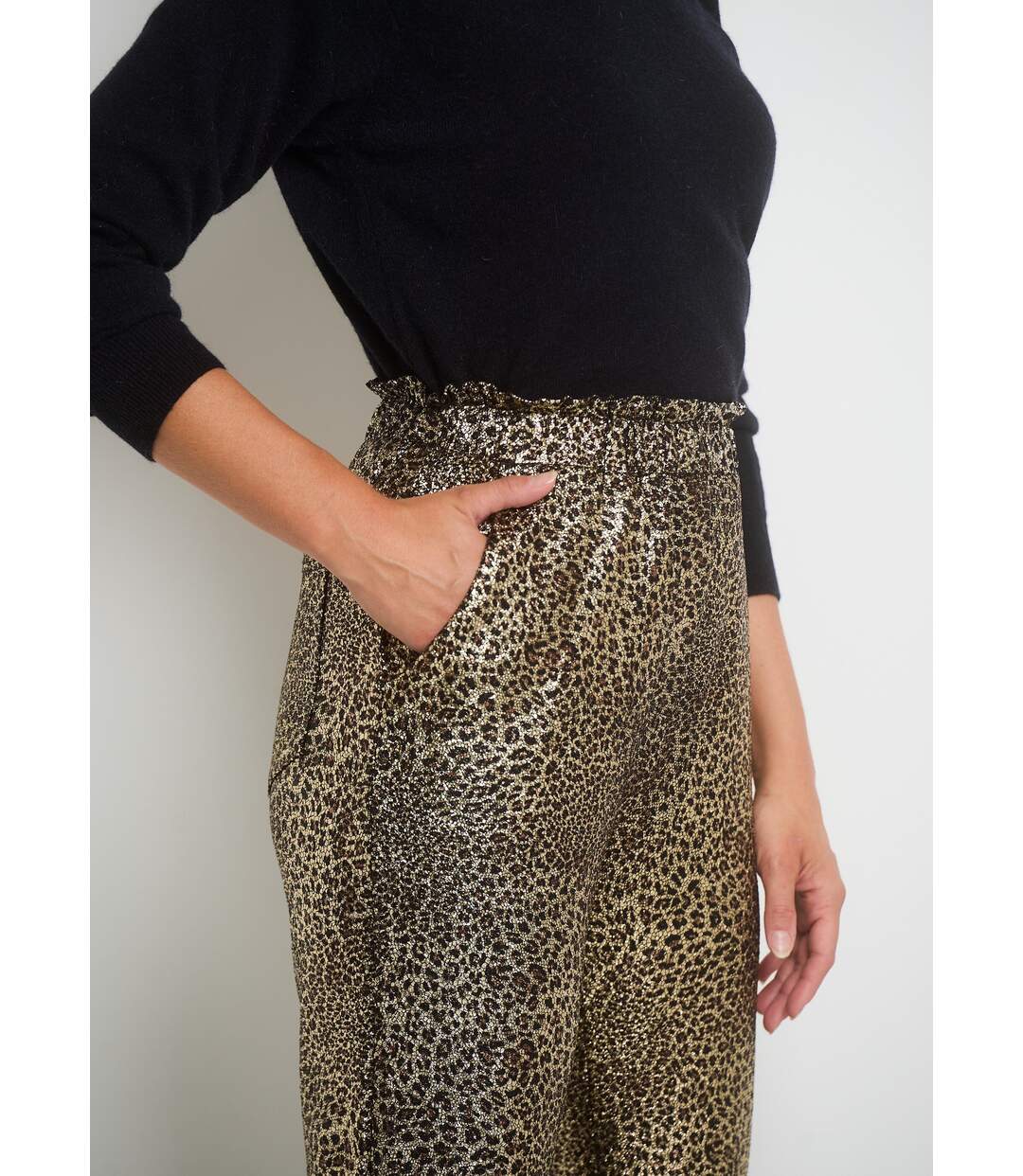 Pantalon en maille imprimée métallisée-5