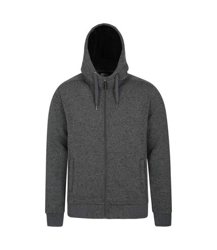 Mens nevis fleece lined full zip hoodie jet black Mountain Warehouse