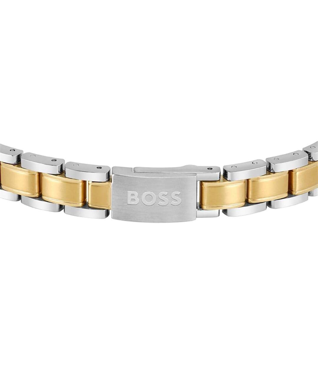 Mens Stainless Steel Two Tone Bracelet One Size Light Yellow Steel Blend Boss-2