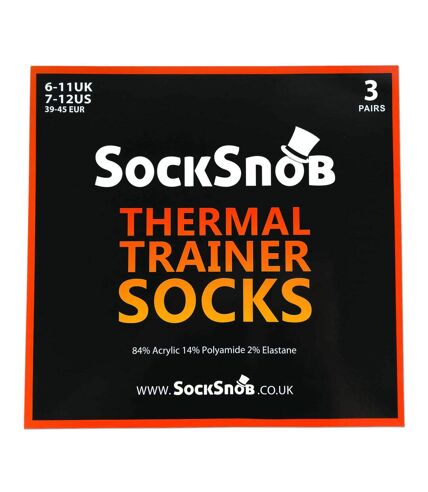 3 Pk Mens Thick Cushioned Thermal Trainer Socks