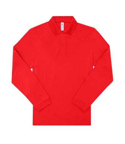 B&C Mens My Long-Sleeved Polo Shirt (Red)