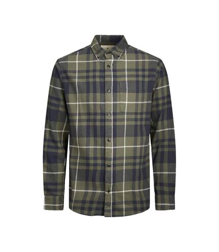 Chemise Kaki/Marine à Motifs Homme Jack & Jones Brook Check - L