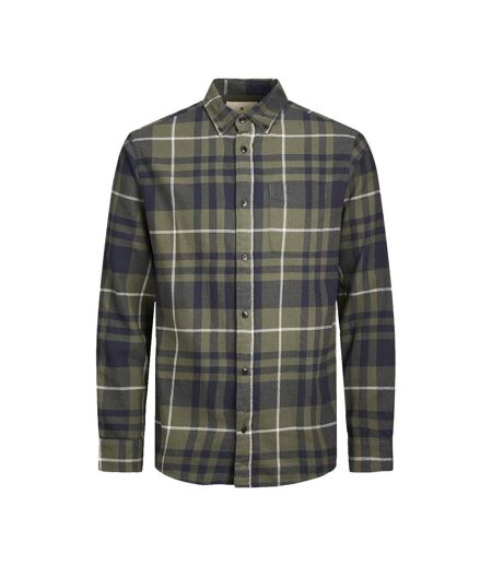 Chemise Kaki/Marine à Motifs Homme Jack & Jones Brook Check - L