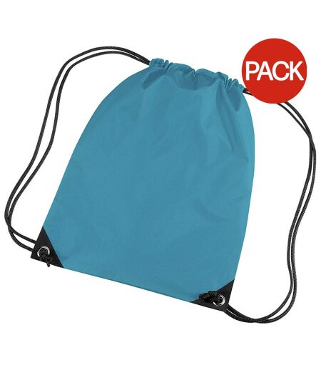 Bagbase Premium Gymsac Water Resistant Bag (11 Liters) (Pack of 2) (Ocean Blue) (One Size) - UTBC4326