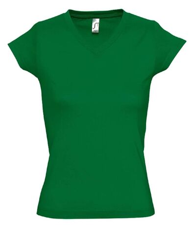 T-shirt manches courtes col V - Femme - 11388 - vert prairie