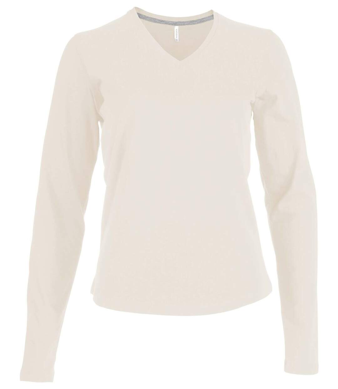 T-shirt manches longues col V - K382 - beige - femme-1