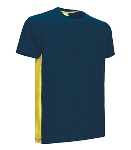 T-shirt bicolore - Unisexe - réf THUNDER - bleu marine et jaune