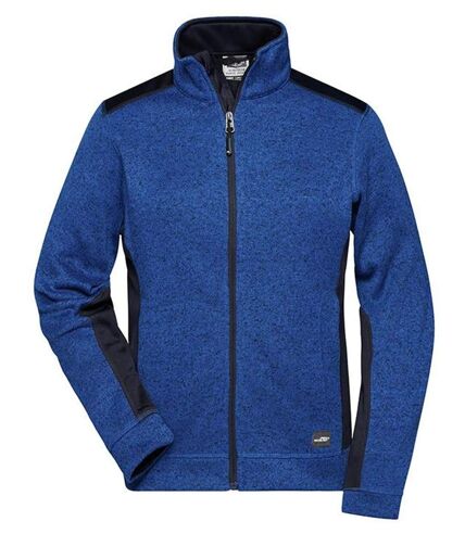 Veste polaire tricot de travail - Femme - JN861 - bleu roi mélange marine