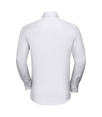 Russell Collection Mens Herringbone Long-Sleeved Formal Shirt (White)