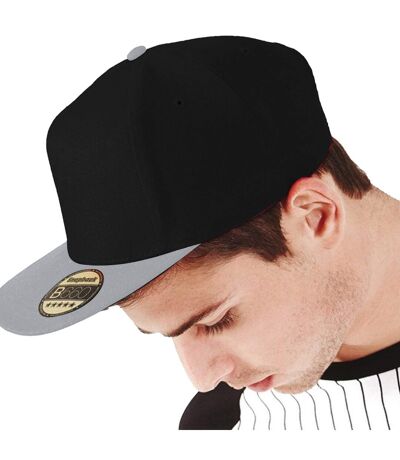 Beechfield Unisex Original Flat Peak Snapback Cap (Pack of 2) (Black/Light Grey) - UTRW6745