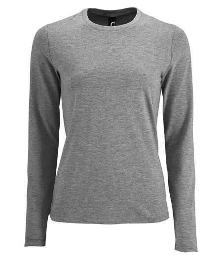 T-shirt manches longues pour femme - 02075 - gris chiné