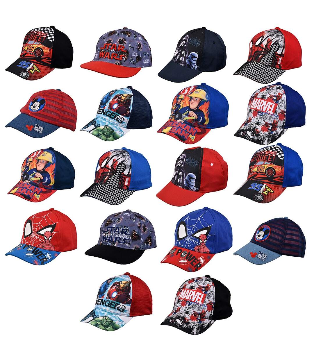 Casquette enfant MULTILICENCE: Pat Patrouille, Mickey, La reine des neiges, Marvel, Avengers.... Pack de 3 Casquettes Surprise Garçon-1