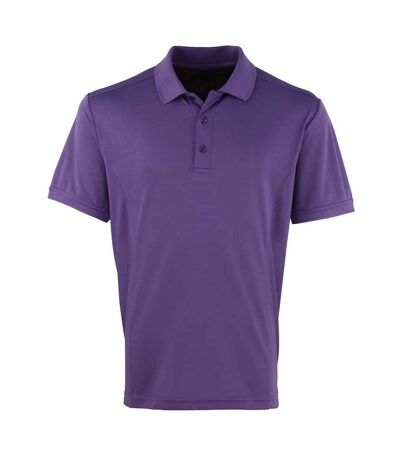 Mens coolchecker pique polo shirt purple Premier