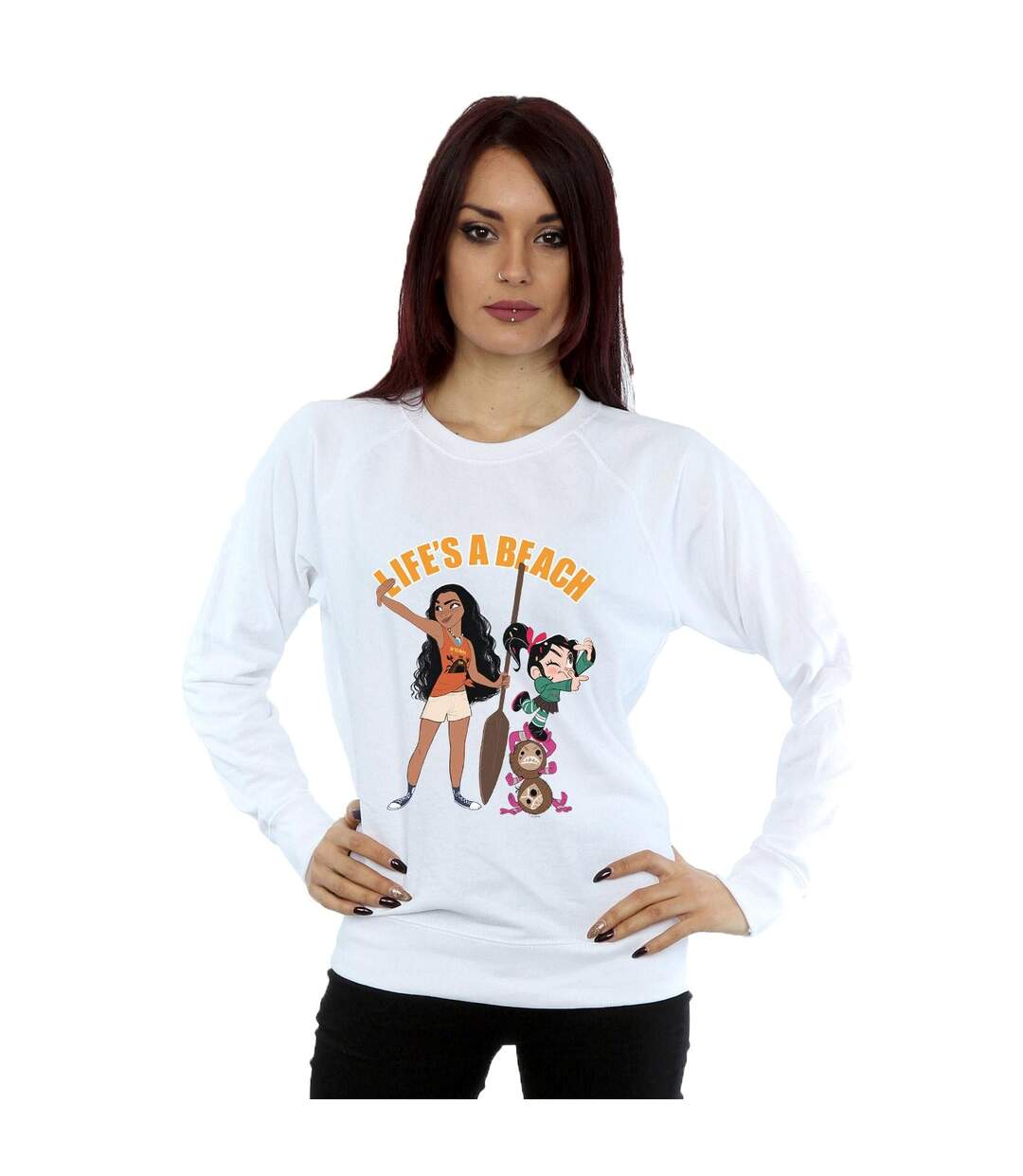 Disney Sweatshirt Womens/Ladies Wreck It Ralph Moana And Vanellope (Blanc) - UTBI43207-2