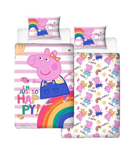 I´m Just So Happy Reversible Duvet Set Multicoloured Peppa Pig