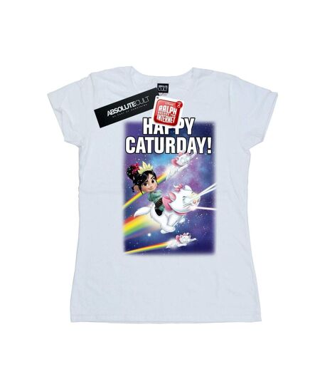 Disney T-shirt en coton Womens/Ladies Wreck It Ralph Happy Caturday (Blanc) - UTBI45002