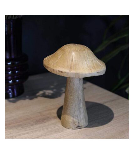 Champignon déco en manguier 13 x 10 cm