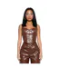 Womens/ladies Pu Corset Top Brown Missy Empire-1