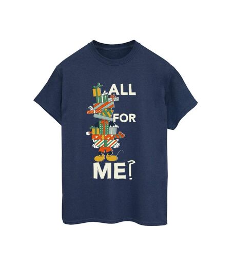 Disney Womens/Ladies Mickey Mouse Presents All For Me - T-shirt boyfriend en coton (Bleu marine) - UTBI39295
