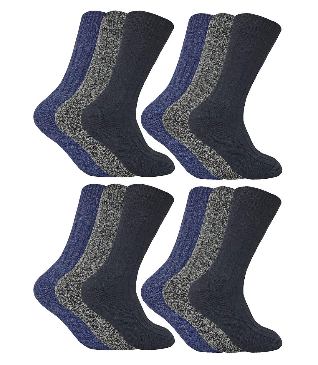 12 paires de chaussettes chaudes et douces en laine pour hommes