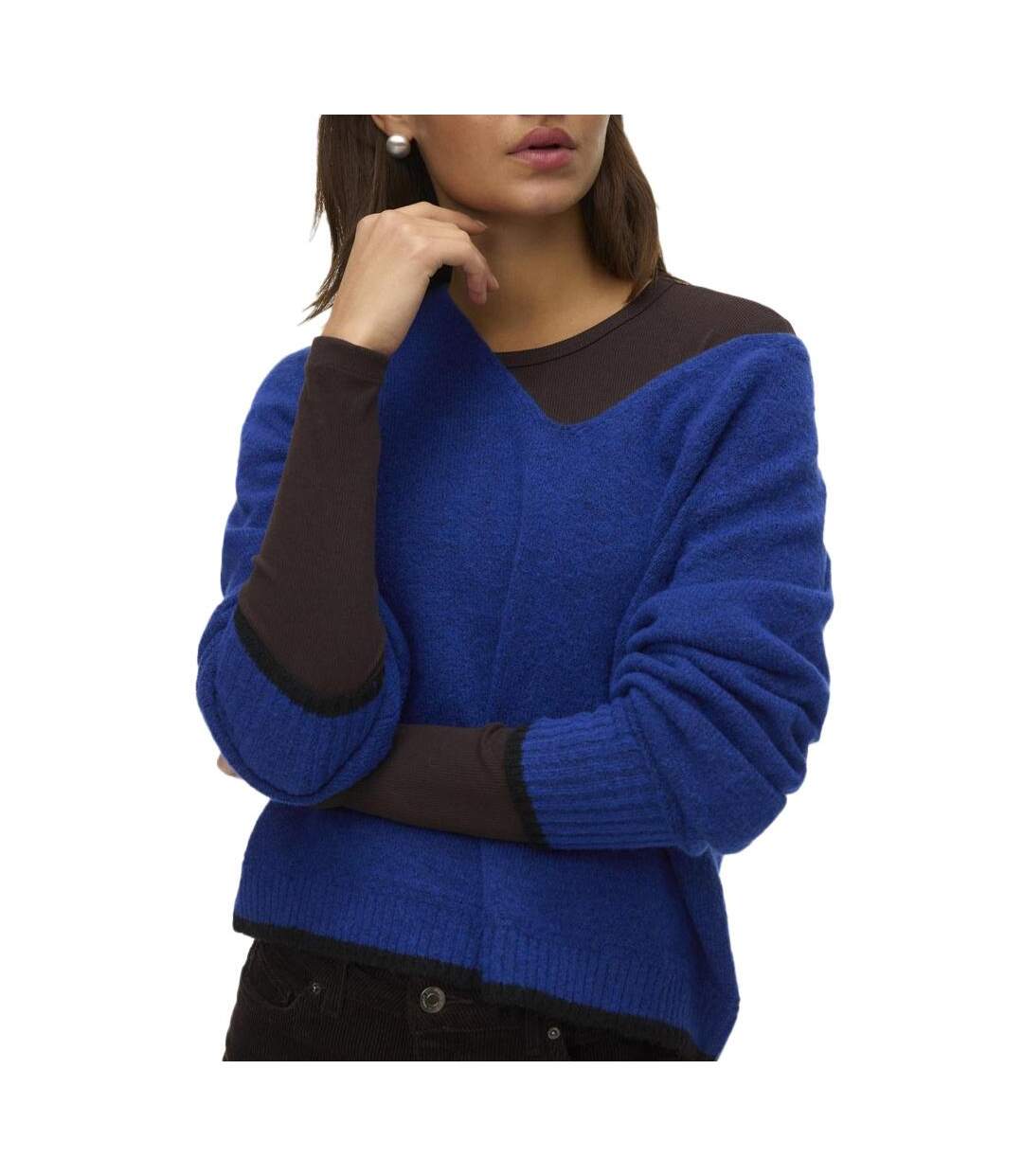 Pull bleu électrique femme vero moda maquarius-1