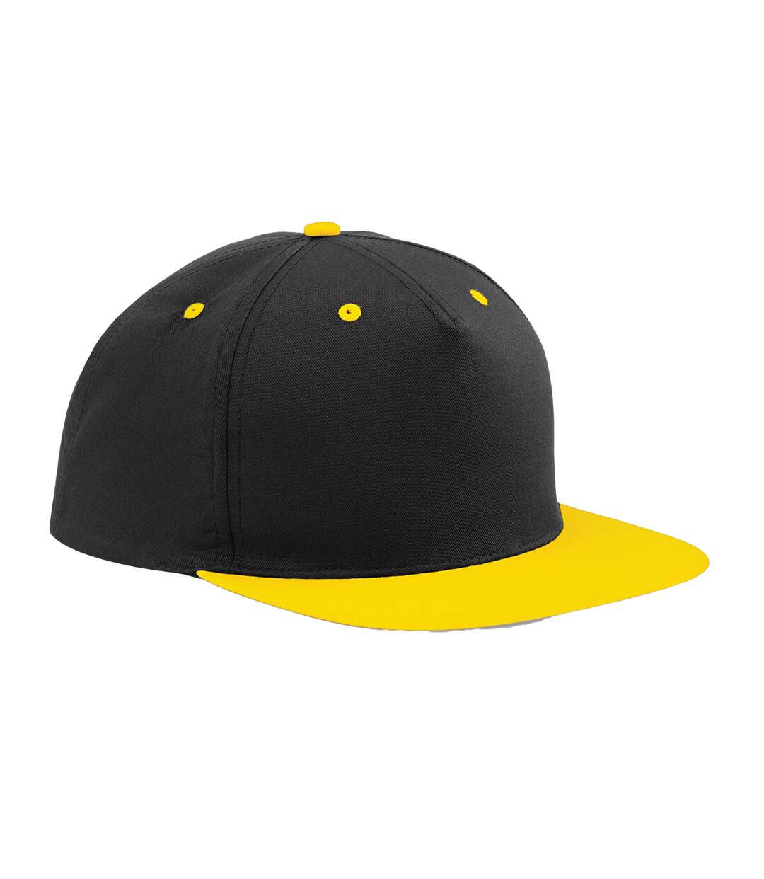 Casquette Ajustable Adulte Noir Jaune Beechfield-1